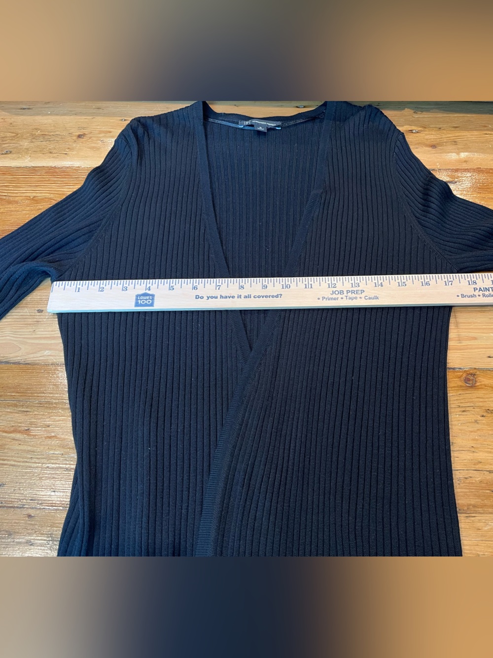 INC International Concepts Black Long Ribbed Open-Front Duster Cardigan - Picture 4 of 5